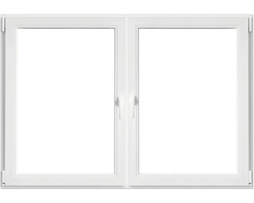 ARON Econ Kunsstofffenster 2-flg. weiß 1400x500 mm Weißes Doppelfenster mit Fenstergriffen