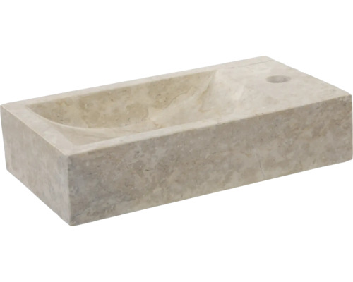 Handwaschbecken aus Naturstein Differnz Hura L rechteck 40x22 cm creme beige matt mit Beschichtung Handwaschbecken aus Naturstein Differnz Hura L rechteck 40x22 cm creme beige matt mit Beschichtung