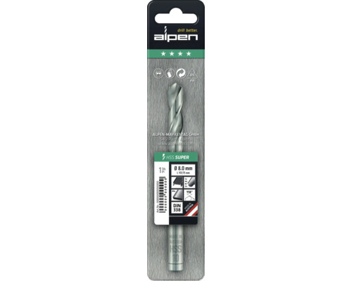 Alpen HSS Super Metallbohrer, 8 Millimeter Durchmesser