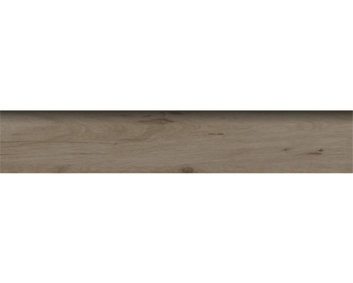Feinsteinzeug Sockelfliese Mirava Oslo Walnut Dark 8x60 cm Holzbodenstruktur
