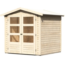 Holzgartenhaus mit Doppeltür und Fenstern