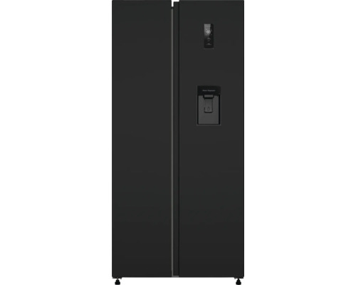 Schwarzer Side-by-Side Kühlschrank mit Wasserspender