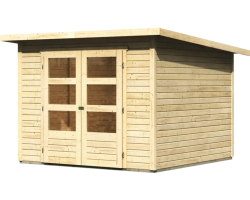 Gartenhaus mit Doppeltür und Flachdach aus Holz