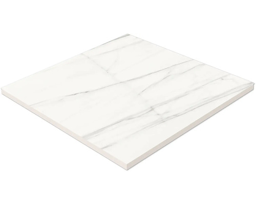 Quadratische weiße Bodenfliese mit Marmorierung