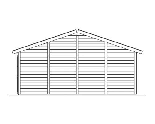 Illustration eines Gartenhauses mit Satteldach