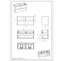 Waschbeckenunterschrank Jungborn DECEM 120x63,5x45,8 cm ohne Waschbecken anthrazit matt