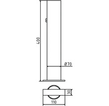 Bodenhülse mit Erdanker Ø 70 mm für herausnehmbare Absperrpfosten mit Ø 60 mm und Verschluß H = 400 mm