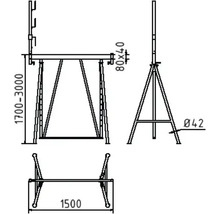 Klappbock Schake braun 126 x 1700 x 2100 mm