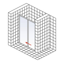 Schema einer Duschkabine mit Schiebetür
