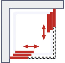 Illustration zur Anpassung der Duschkabine an die Badezimmermaße