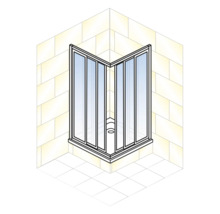 Eckdusche mit Glasabtrennung in Badezimmerumgebung