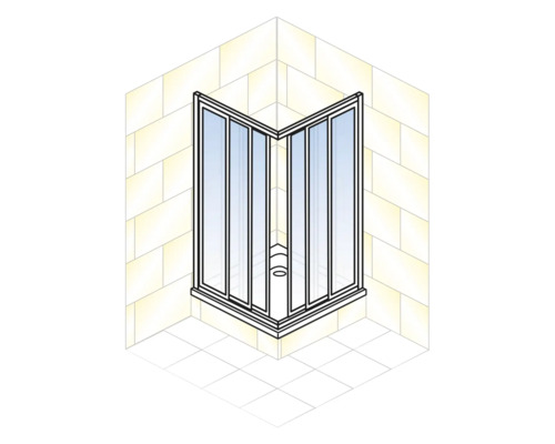 Eckdusche mit Glasabtrennung in Badezimmerumgebung