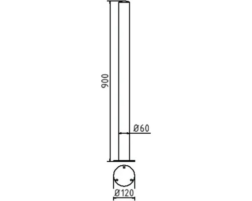 Technische Zeichnung einer Betonsäule mit Maßen: Höhe 900 mm, Durchmesser 60 mm und 120 mm.