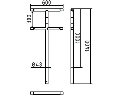 Technische Zeichnung eines Produkts mit Maßangaben in Millimetern