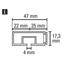 Technische Zeichnung mit Maßangaben eines Profils