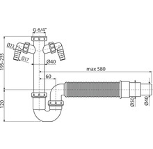 Röhrensiphon Alca 1 1/2" x DN50/40 für Spüle Geschirrspüler Waschmaschine