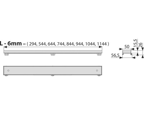 Technische Zeichnung eines Duschablaufs mit Maßangaben