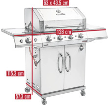 Gasgrill Char-Broil Performance Pro S 4 4 Brenner+1 Brenner+Seitenbrenner Edelstahl inkl. Ablage, Deckelthermometer, Fettauffangschale, Warmhalterost, Drehregler mit LED-Beleuchtung,Integrierter Flaschenöffner Grillrost