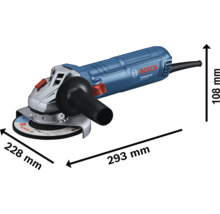 Bosch Winkelschleifer mit den Maßen 228 mm, 293 mm und 108 mm