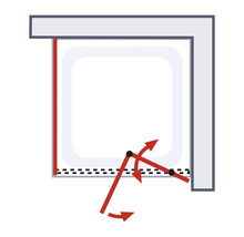 Zeichnung eines Duschvorhangs mit Schwenkfunktion