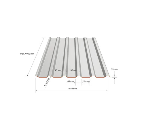 Profilblech mit Maßangaben