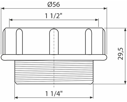 Technische Zeichnung eines Verschlussstopfens mit Maßangaben