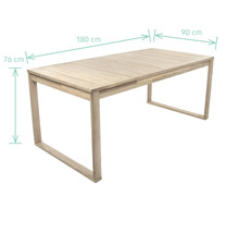 Gartentisch GARDEN PLACE Maja 180/240 x 90 x 76 cm beige aus robustem Akazienholz, Ausziehfunktion, bis zu 8 Sitzplätze