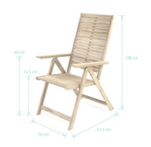 Gartensessel aus Holz mit Armlehnen und Abmessungen