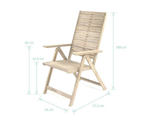 Gartensessel aus Holz mit Armlehnen und Abmessungen