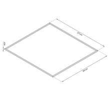 Diagramm eines rechteckigen Rahmens mit den Maßen 271 Zentimeter mal 291 Zentimeter und einer Rahmenstärke von 4 Zentimetern.