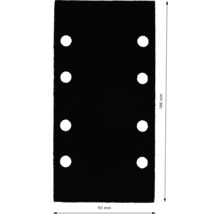 Schleifpapier mit acht Löchern, Abmessungen 93 mm mal 186 mm