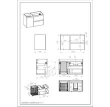 Waschbeckenunterschrank Jungborn DECEM rechts 100x63,5x45,8 cm ohne Waschbecken schwarz matt