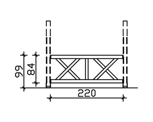 Technische Zeichnung eines Zaunfelds mit Maßangaben