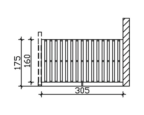 Technische Zeichnung eines Geländers mit Maßangaben
