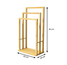 Badezimmer Handtuchständer aus Bambus mit drei Stangen, 82 x 42 x 24 cm