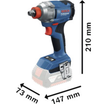 Bosch GDX 18V-285 Akku-Drehschlagschrauber mit den Maßen 210 mm Höhe, 147 mm Länge und 73 mm Breite
