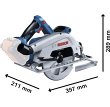 Bosch Logo Kreissäge mit den Abmessungen 211 mm, 289 mm und 397 mm