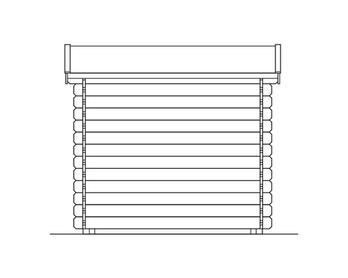 Illustration eines Gartenhauses in Blockbohlenbauweise