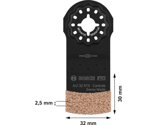 Bosch Carbide Schleifplatte AIZ 32 RT5, 32 mm breit, für mineralische Werkstoffe