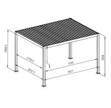 Technische Zeichnung einer Pergola mit Maßen