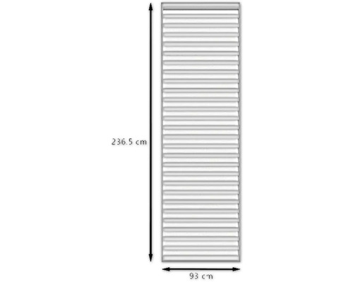 Abbildung eines Jalousie-Elements mit den Maßen 236,5 cm Höhe und 93 cm Breite.