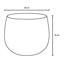 Skizze eines Pflanzgefäßes mit den Maßen 20 cm Breite und 16 cm Höhe