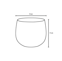 Schematische Darstellung eines Pflanzgefäßes mit den Maßen 13 mal 11 cm.