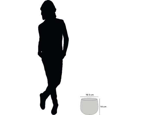 Abbildung einer Pflanzschale mit den Maßen 16,5 cm Durchmesser und 14 cm Höhe