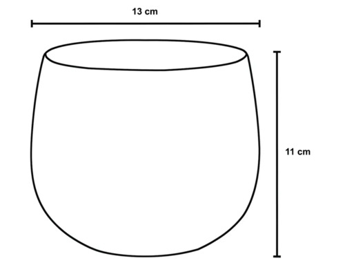 Illustration einer Pflanzschale mit den Maßen 13 cm Breite und 11 cm Höhe