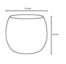 Skizze einer Glasschale mit den Maßen 11,5 cm Breite und 8,5 cm Höhe