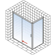 Duschkabine mit Schiebetür in einem Badezimmer mit Fliesen