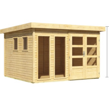 Holzgartenhaus mit Fenstern und Doppeltür