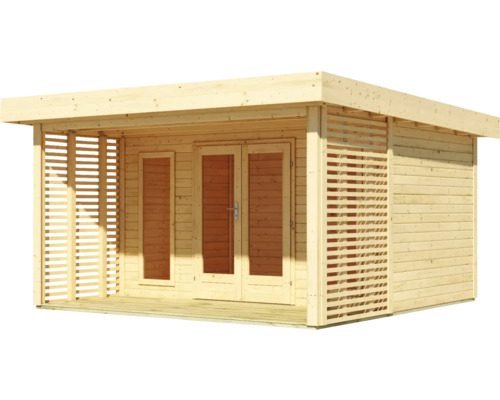 Holzgartenhaus mit Doppeltür und Lamellenwand