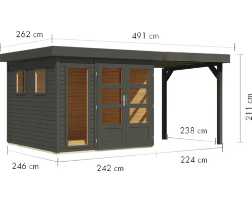Holzgartenhaus mit Abmessungen
